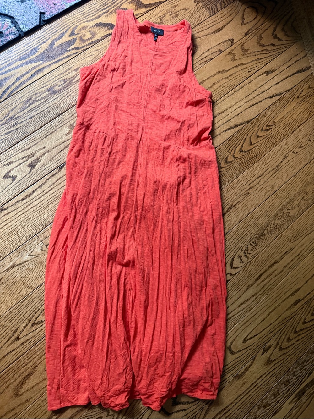 ME+EM Coral-Orange Sleeveless Midi Dress
